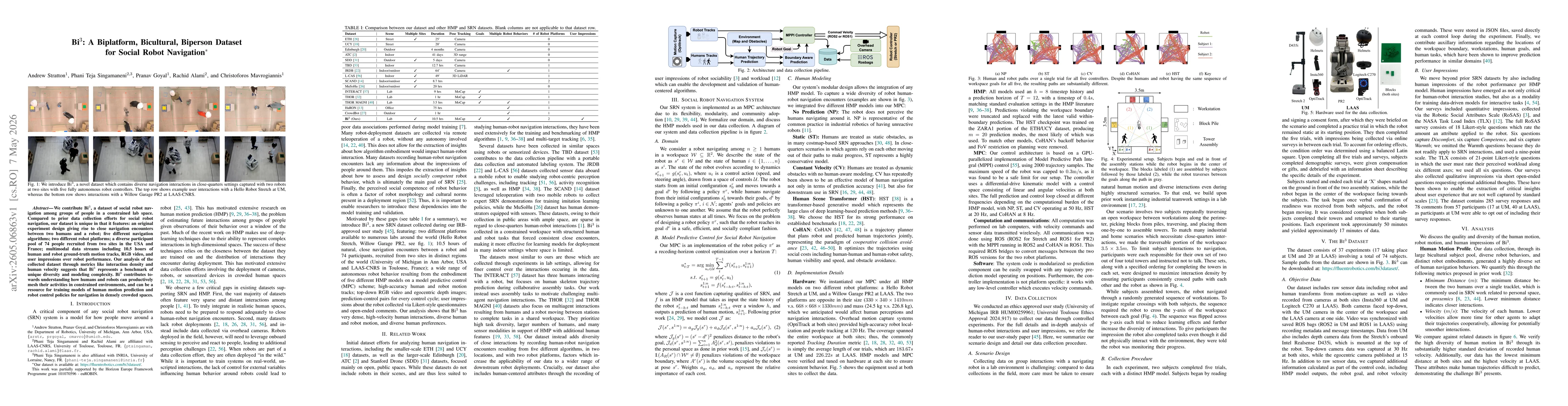 Thumbnail for Bi3: A Biplatform, Bicultural, Biperson Dataset for Social Robot Navigation