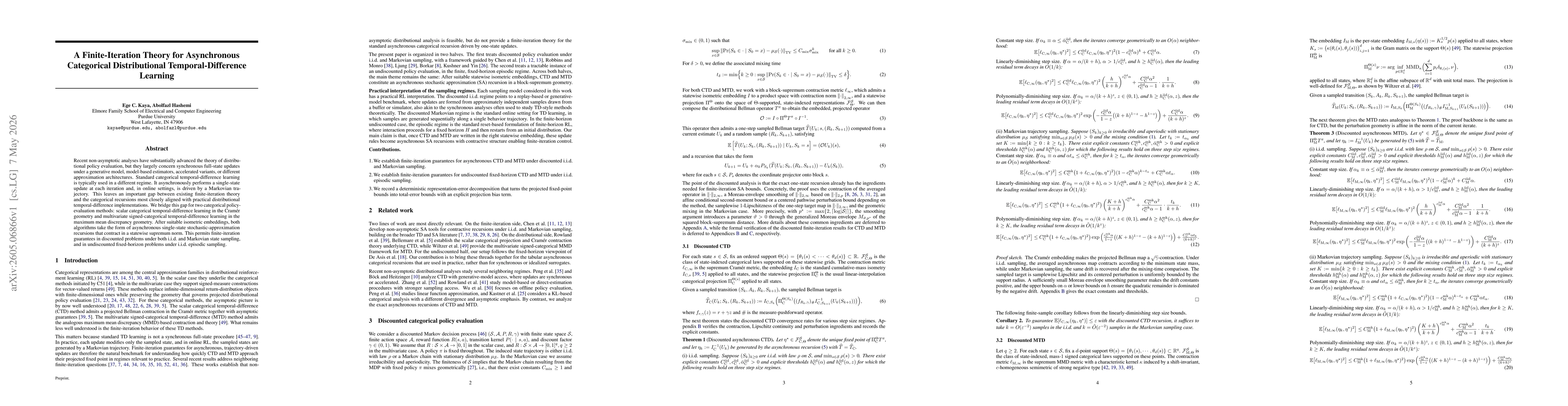 Thumbnail for A Finite-Iteration Theory for Asynchronous Categorical Distributional Temporal-Difference Learning