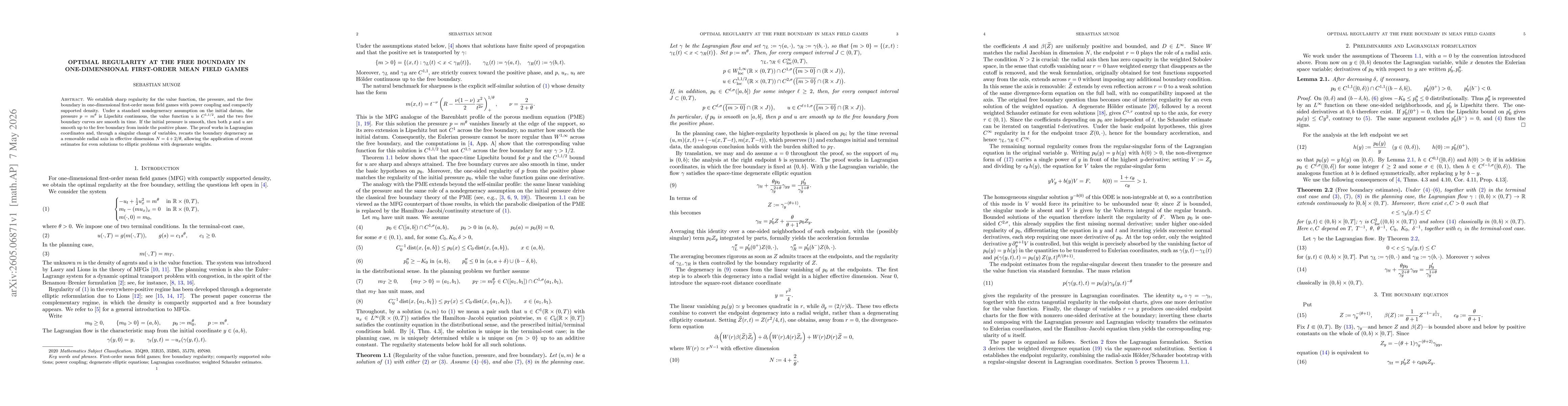 Thumbnail for Optimal regularity at the free boundary in one-dimensional first-order mean field games