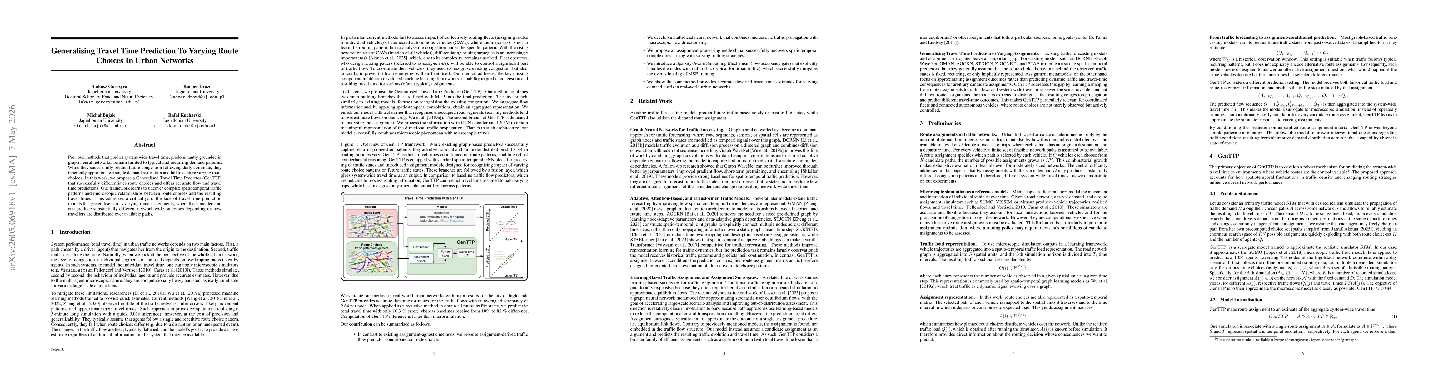 Thumbnail for Generalising Travel Time Prediction To Varying Route Choices In Urban Networks