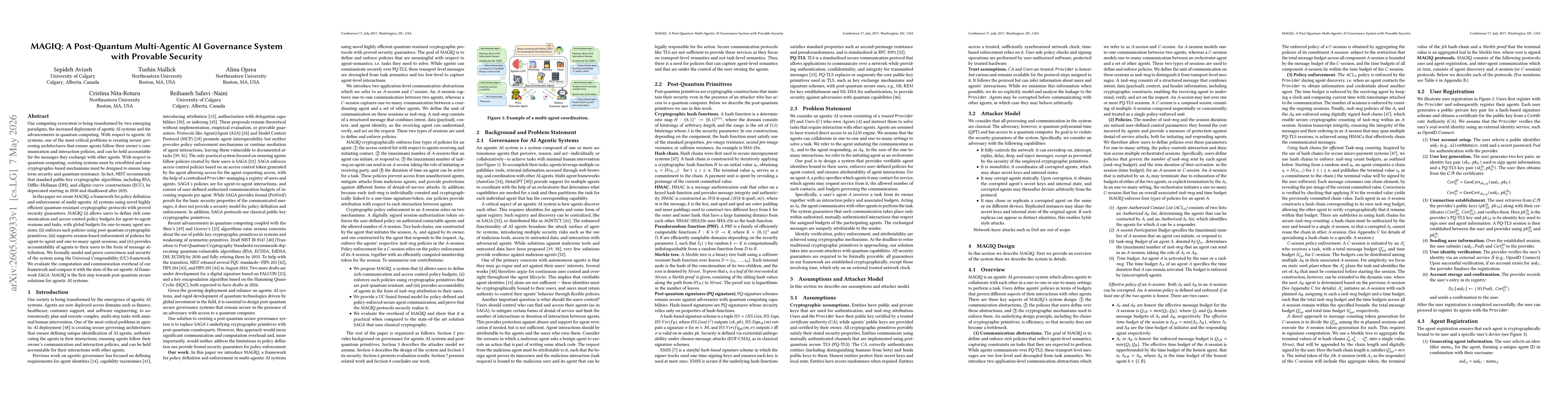 Thumbnail for MAGIQ: A Post-Quantum Multi-Agentic AI Governance System with Provable Security