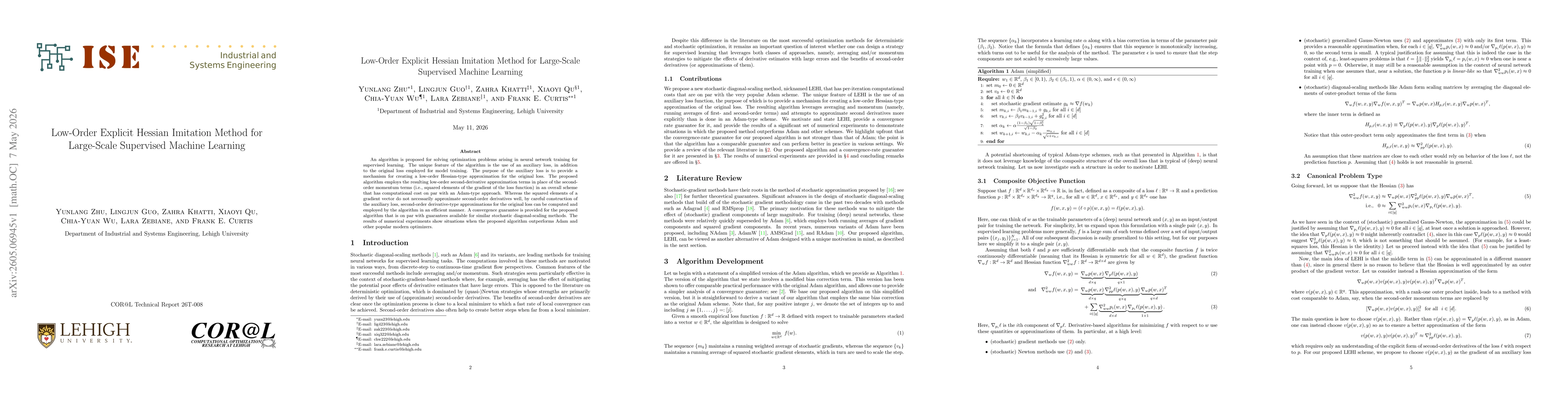 Thumbnail for Low-Order Explicit Hessian Imitation Method for Large-Scale Supervised Machine Learning