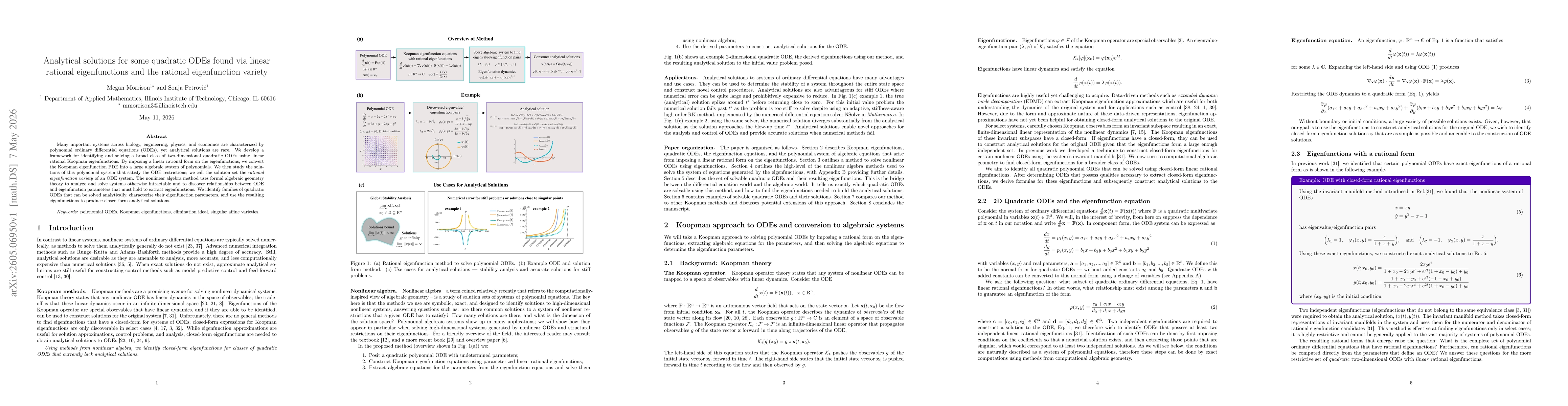 Thumbnail for Analytical solutions for some quadratic ODEs found via linear rational eigenfunctions and the rational eigenfunction variety