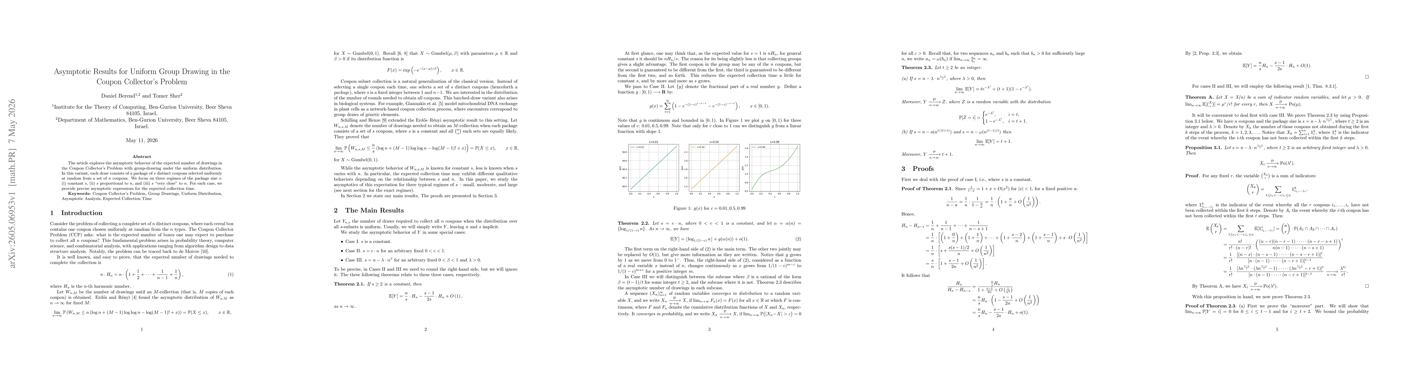 Thumbnail for Asymptotic Results for Uniform Group Drawing in the Coupon Collector's Problem