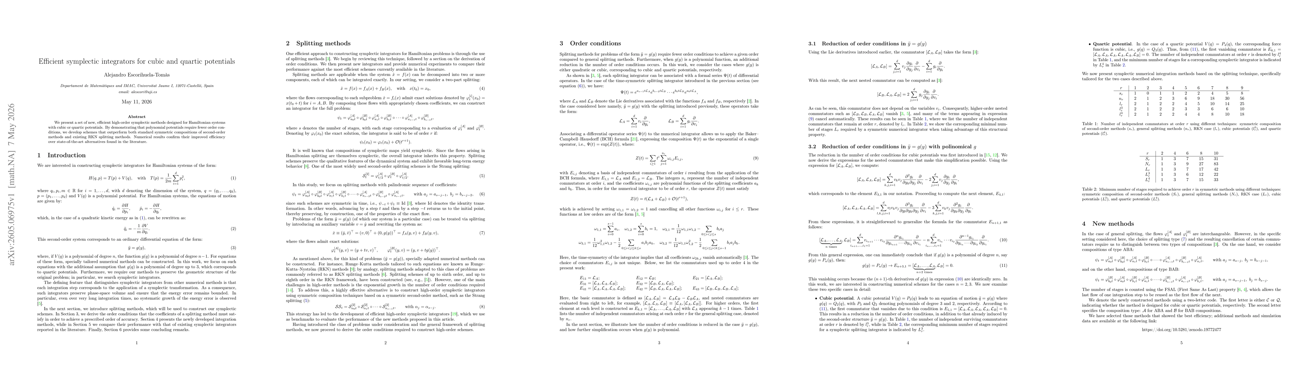 Thumbnail for Efficient symplectic integrators for cubic and quartic potentials