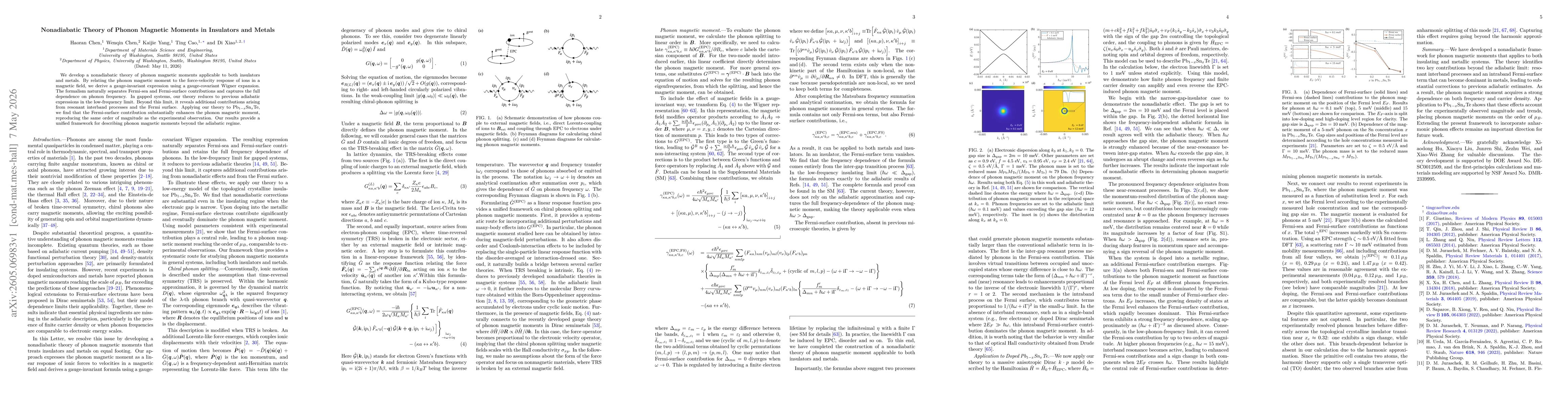 Thumbnail for Nonadiabatic Theory of Phonon Magnetic Moments in Insulators and Metals