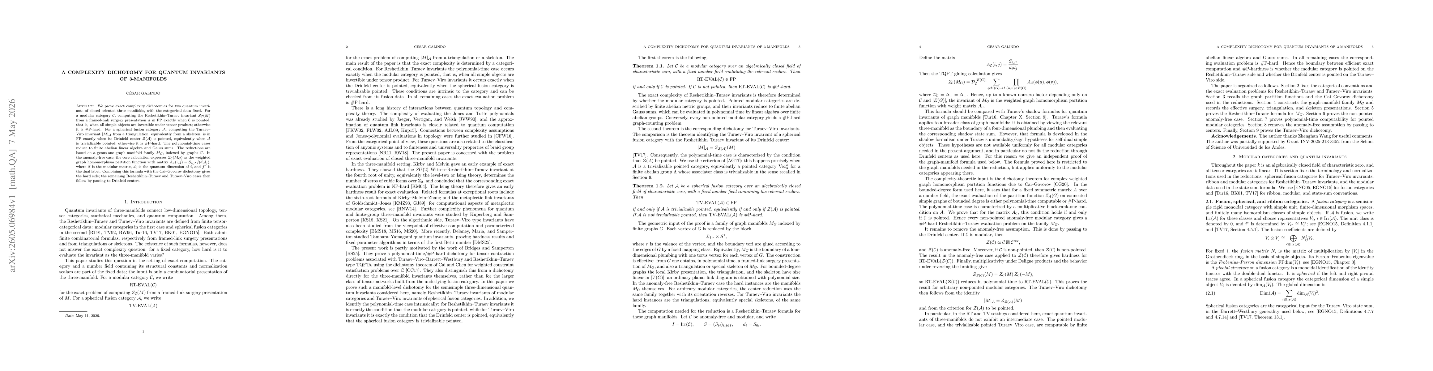 Thumbnail for A Complexity Dichotomy for Quantum Invariants of 3-Manifolds