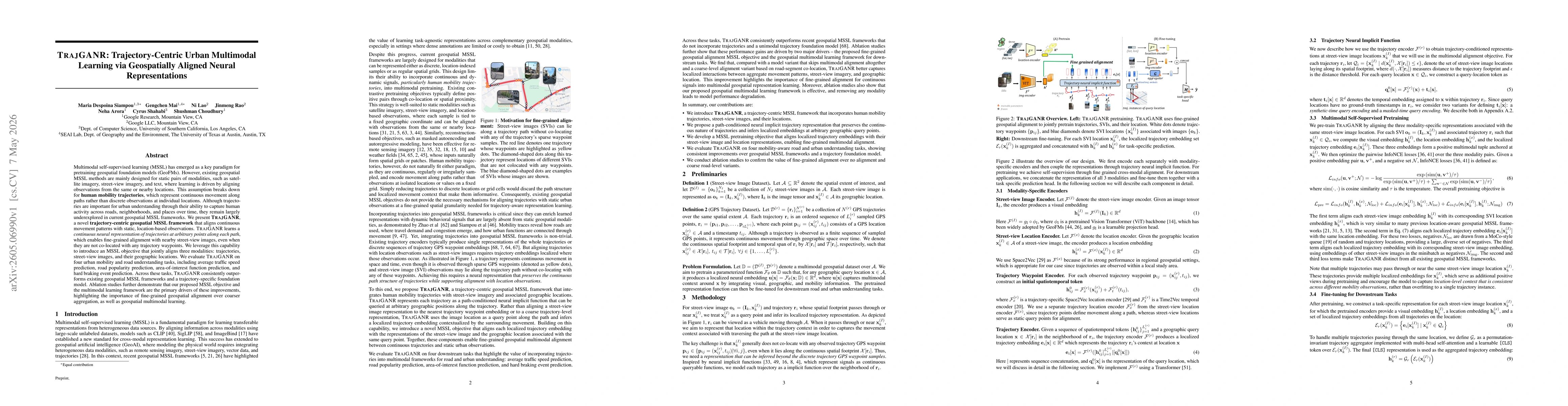 Thumbnail for TRAJGANR: Trajectory-Centric Urban Multimodal Learning via Geospatially Aligned Neural Representations