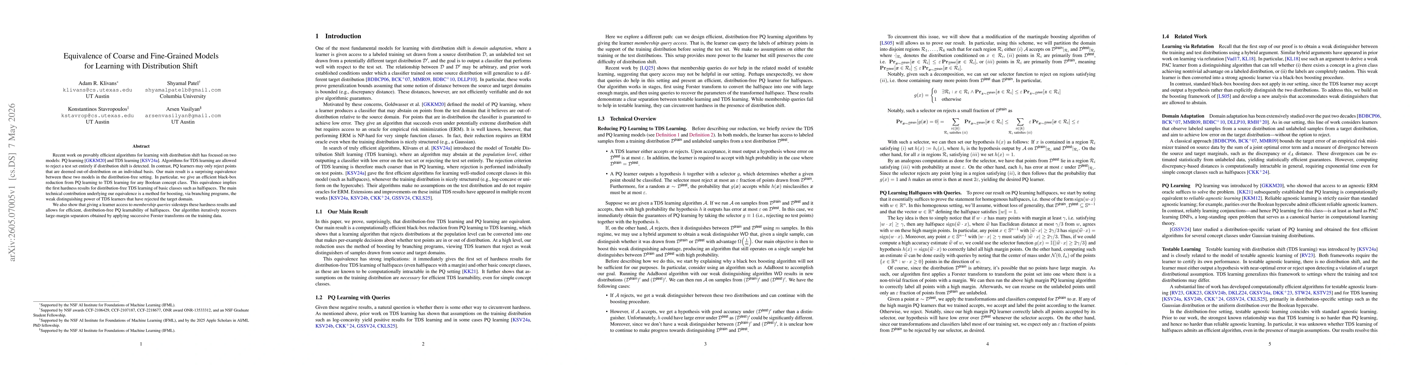 Thumbnail for Equivalence of Coarse and Fine-Grained Models for Learning with Distribution Shift