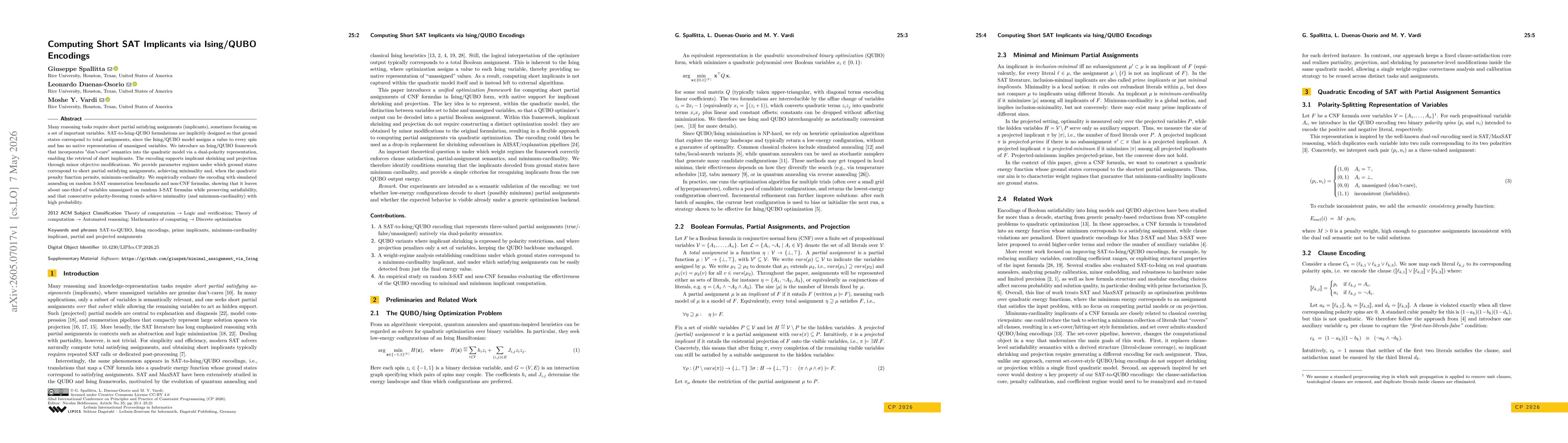 Thumbnail for Computing Short SAT Implicants via Ising/QUBO Encodings
