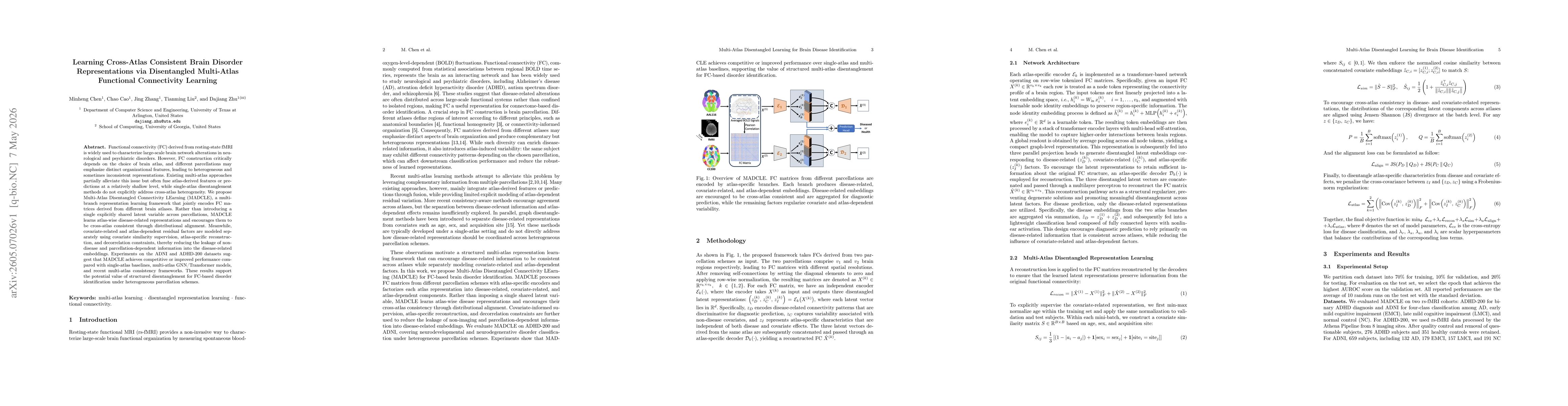 Thumbnail for Learning Cross-Atlas Consistent Brain Disorder Representations via Disentangled Multi-Atlas Functional Connectivity Learning