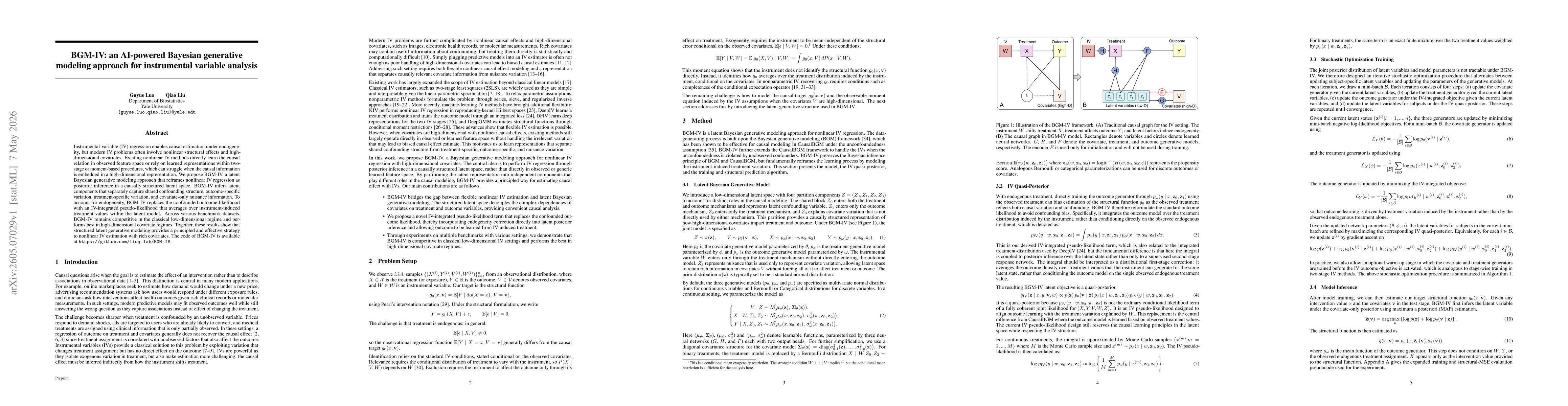 Thumbnail for BGM-IV: an AI-powered Bayesian generative modeling approach for instrumental variable analysis