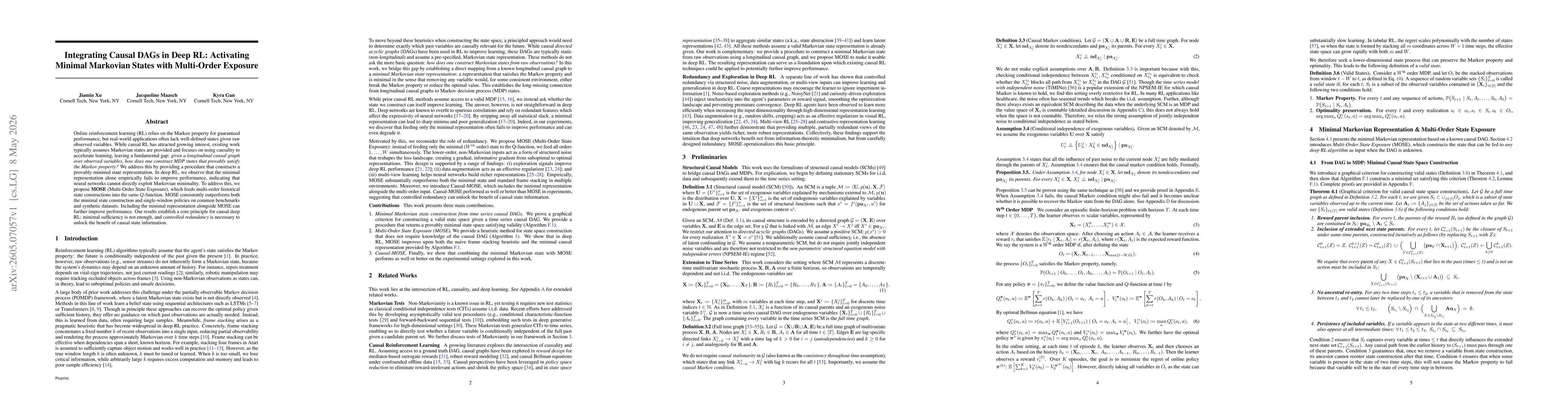 Thumbnail for Integrating Causal DAGs in Deep RL: Activating Minimal Markovian States with Multi-Order Exposure