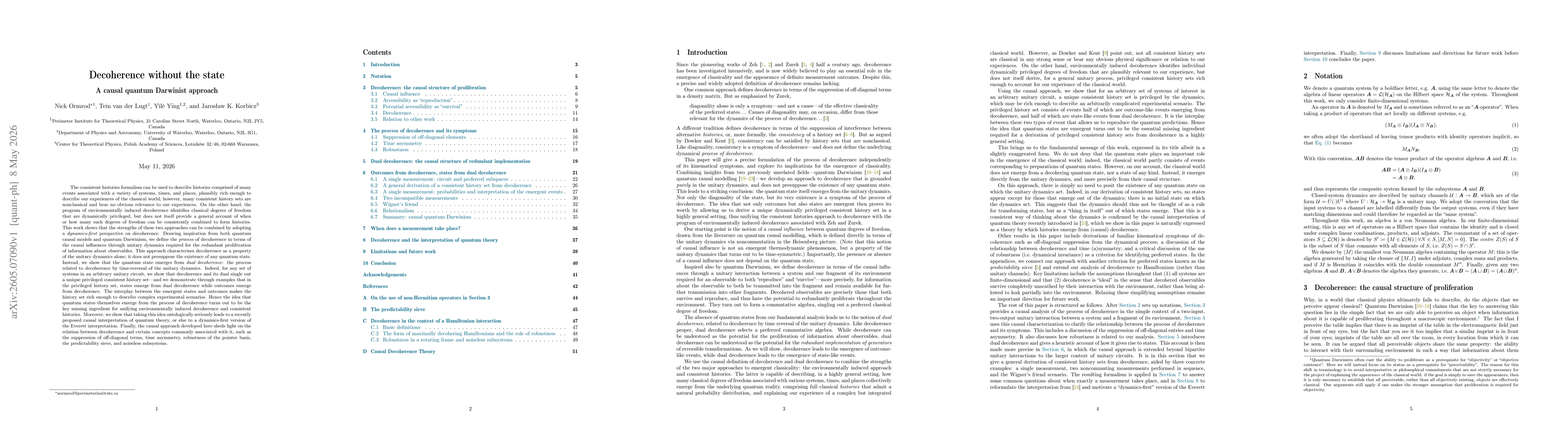 Thumbnail for Decoherence without the state: A causal quantum Darwinist approach