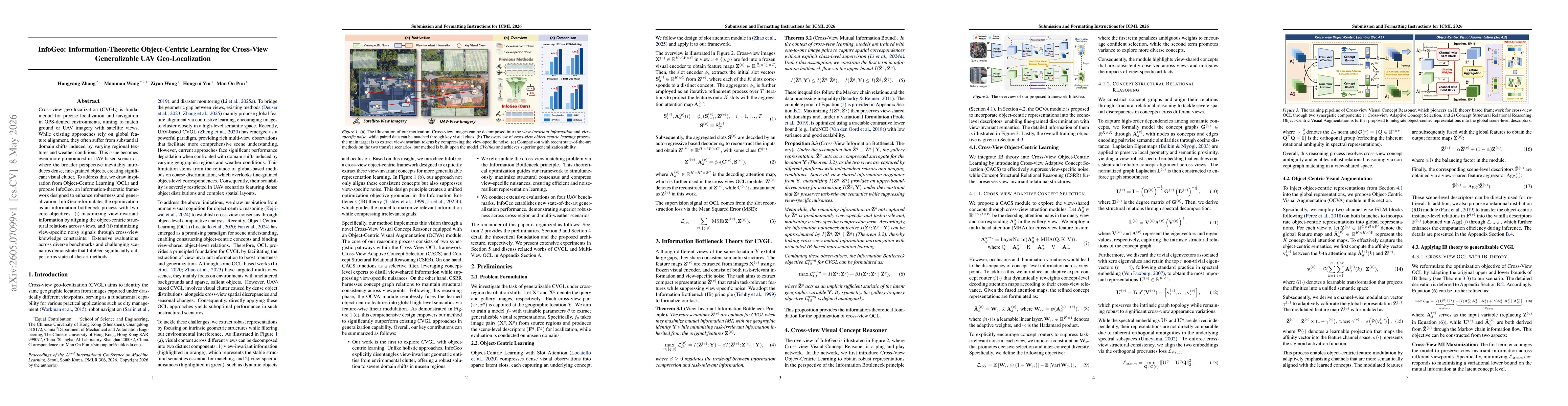 Thumbnail for InfoGeo: Information-Theoretic Object-Centric Learning for Cross-View Generalizable UAV Geo-Localization