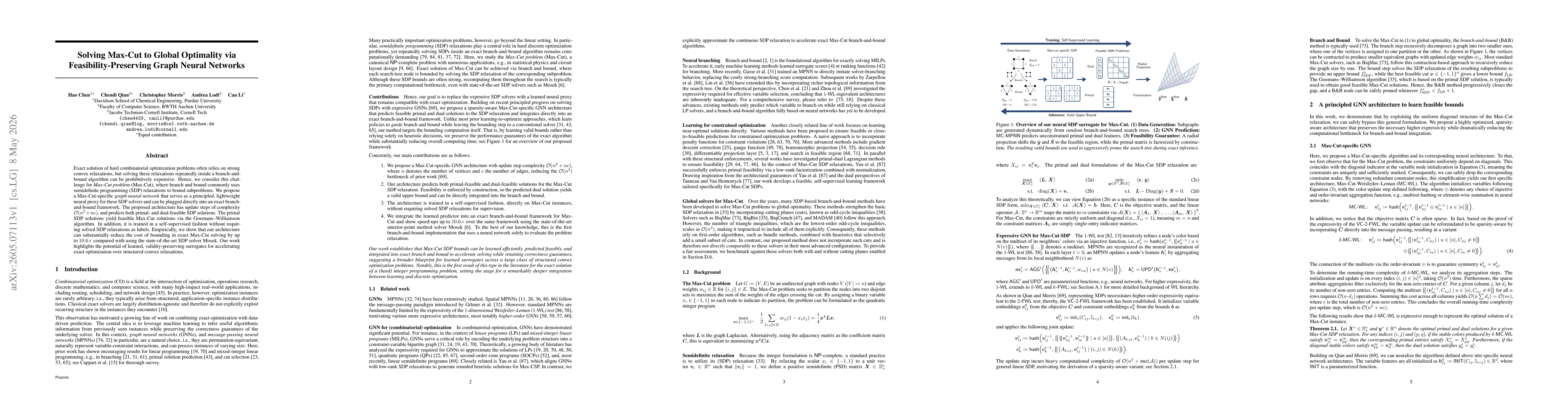 Thumbnail for Solving Max-Cut to Global Optimality via Feasibility-Preserving Graph Neural Networks