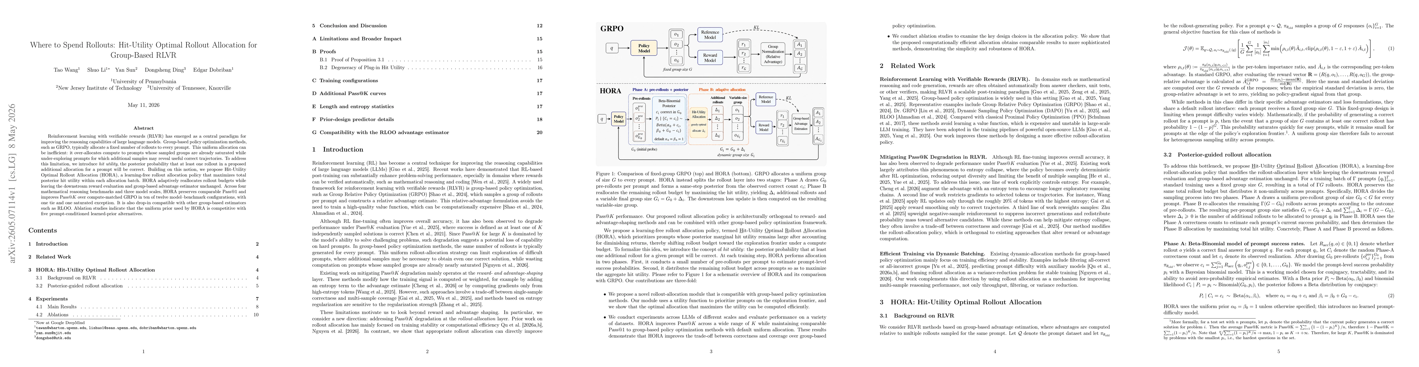 Thumbnail for Where to Spend Rollouts: Hit-Utility Optimal Rollout Allocation for Group-Based RLVR