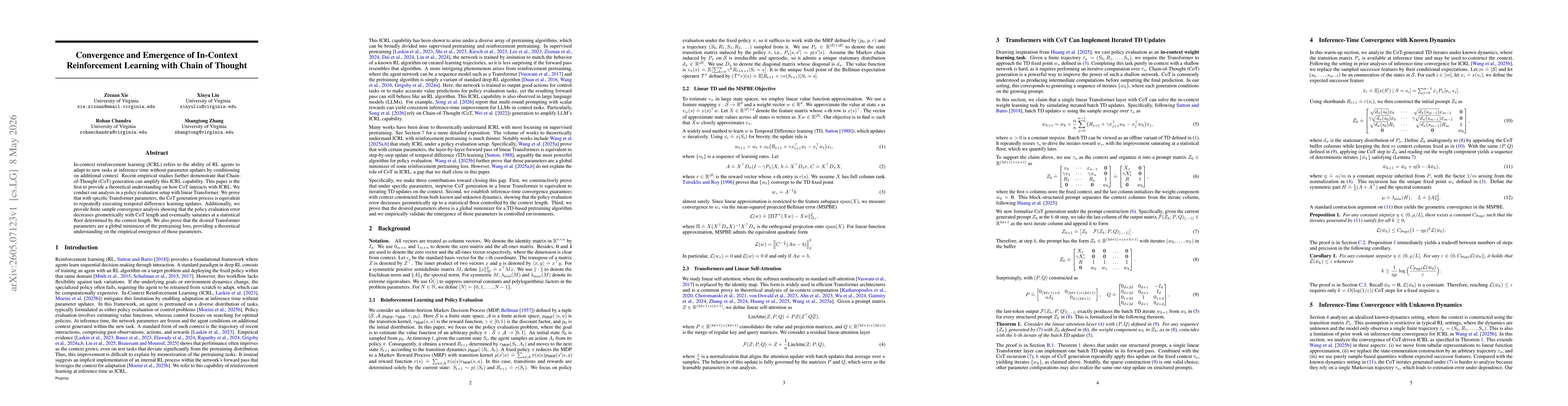 Thumbnail for Convergence and Emergence of In-Context Reinforcement Learning with Chain of Thought