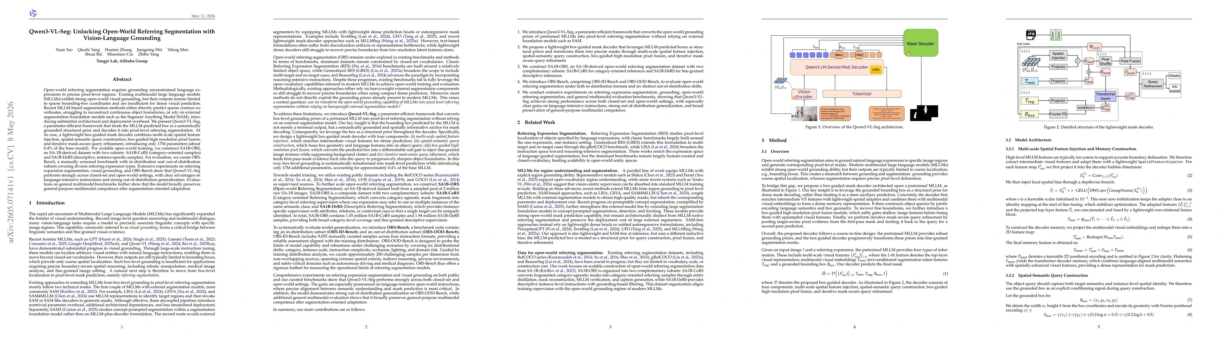 Thumbnail for Qwen3-VL-Seg: Unlocking Open-World Referring Segmentation with Vision-Language Grounding