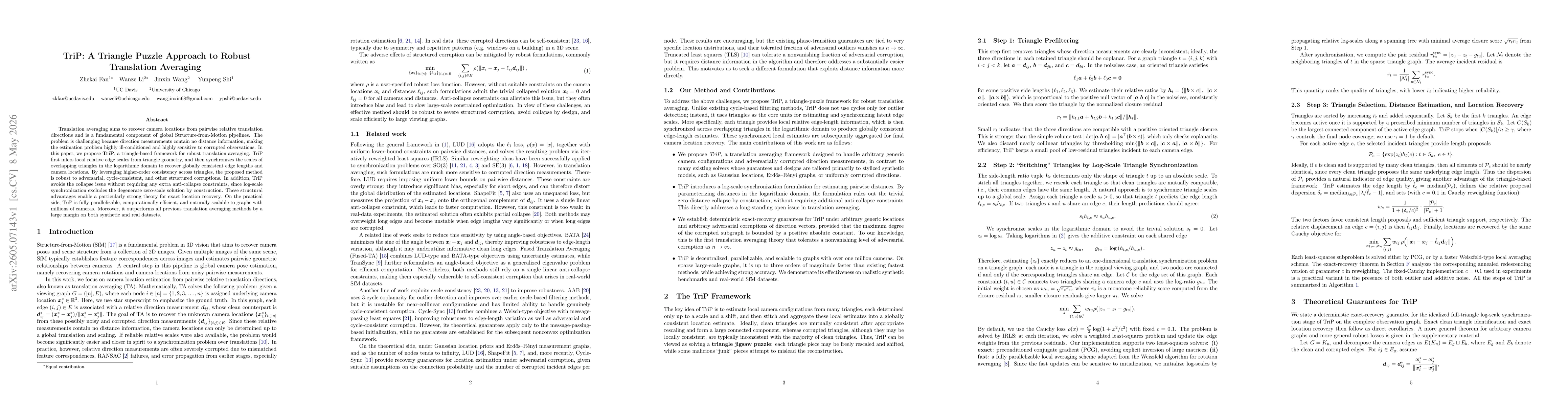 Thumbnail for TriP: A Triangle Puzzle Approach to Robust Translation Averaging