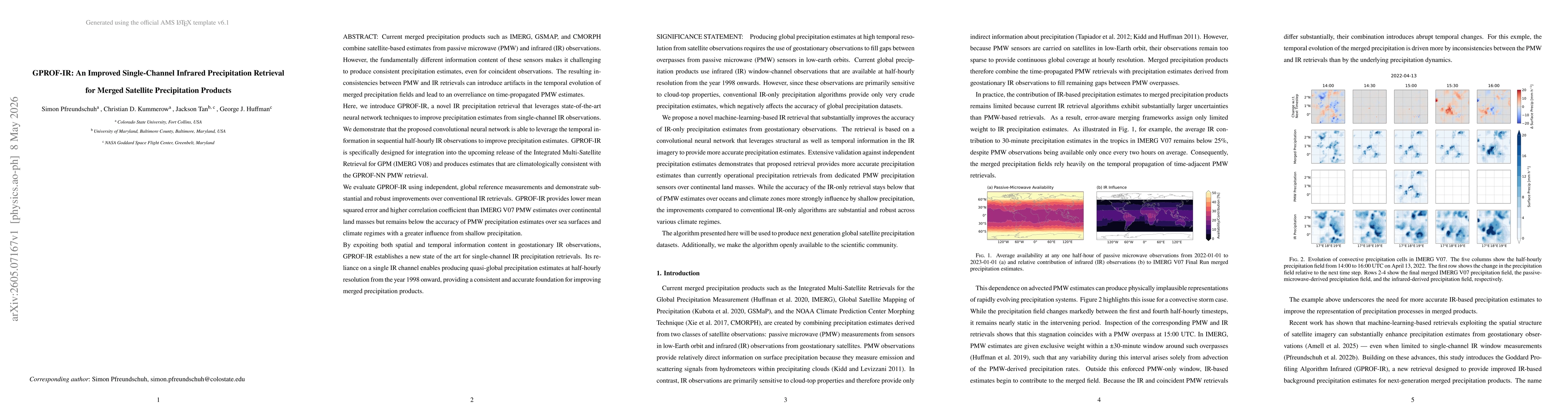 Thumbnail for GPROF-IR: An Improved Single-Channel Infrared Precipitation Retrieval for Merged Satellite Precipitation Products