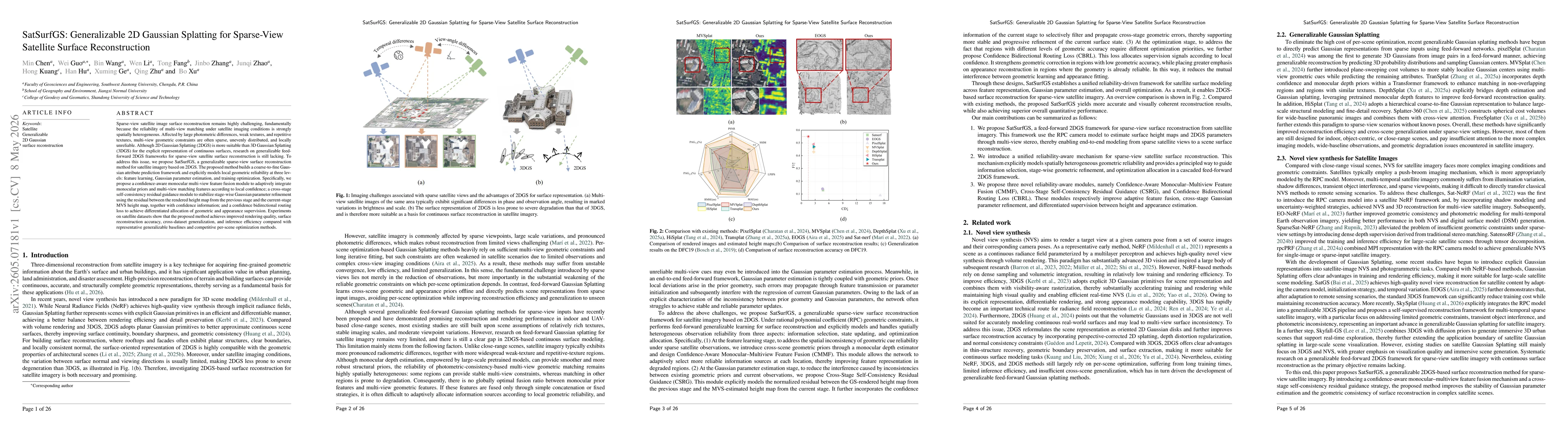 Thumbnail for SatSurfGS: Generalizable 2D Gaussian Splatting for Sparse-View Satellite Surface Reconstruction