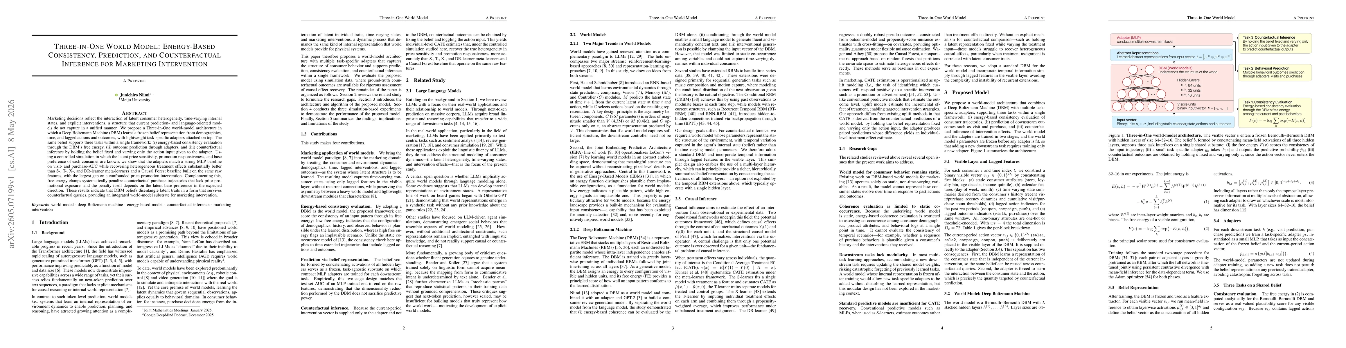 Thumbnail for Three-in-One World Model: Energy-Based Consistency, Prediction, and Counterfactual Inference for Marketing Intervention