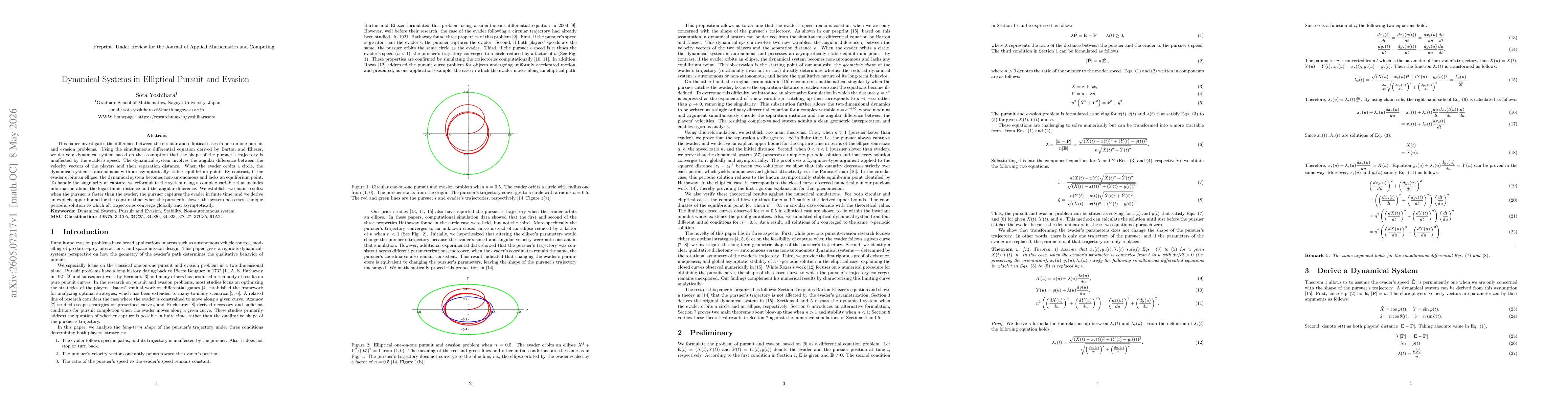 Thumbnail for Dynamical Systems in Elliptical Pursuit and Evasion