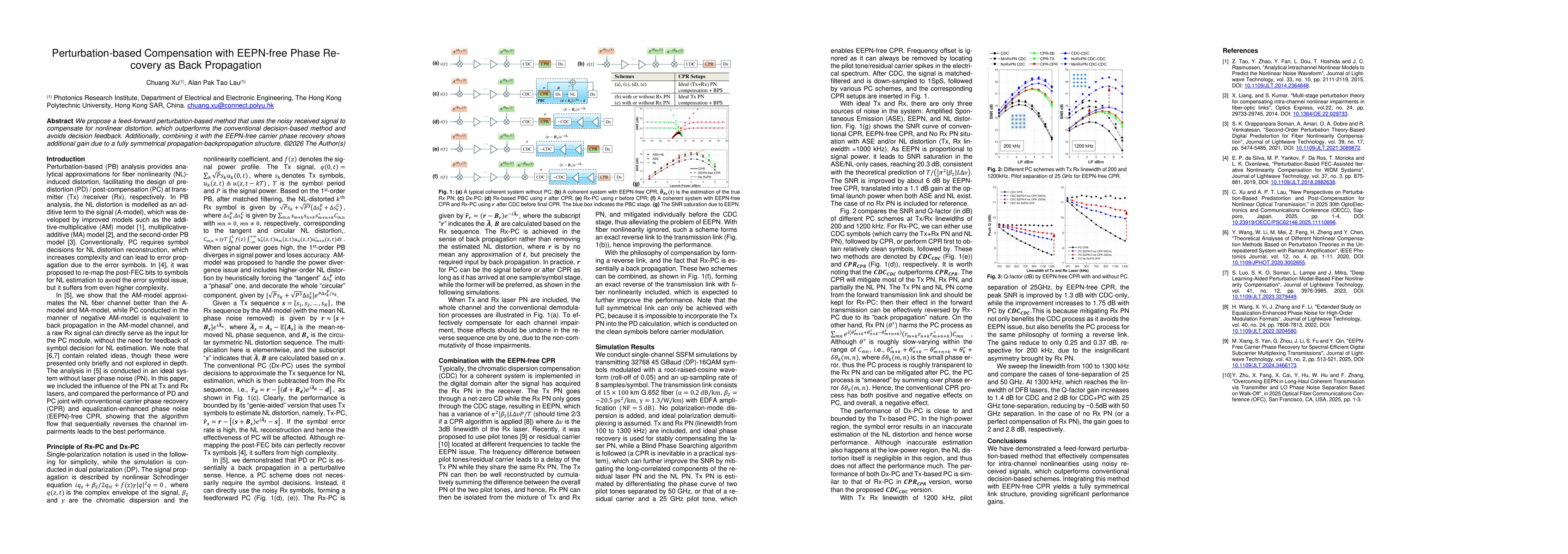 Thumbnail for Perturbation-based Compensation with EEPN-free Phase Recovery as Back Propagation
