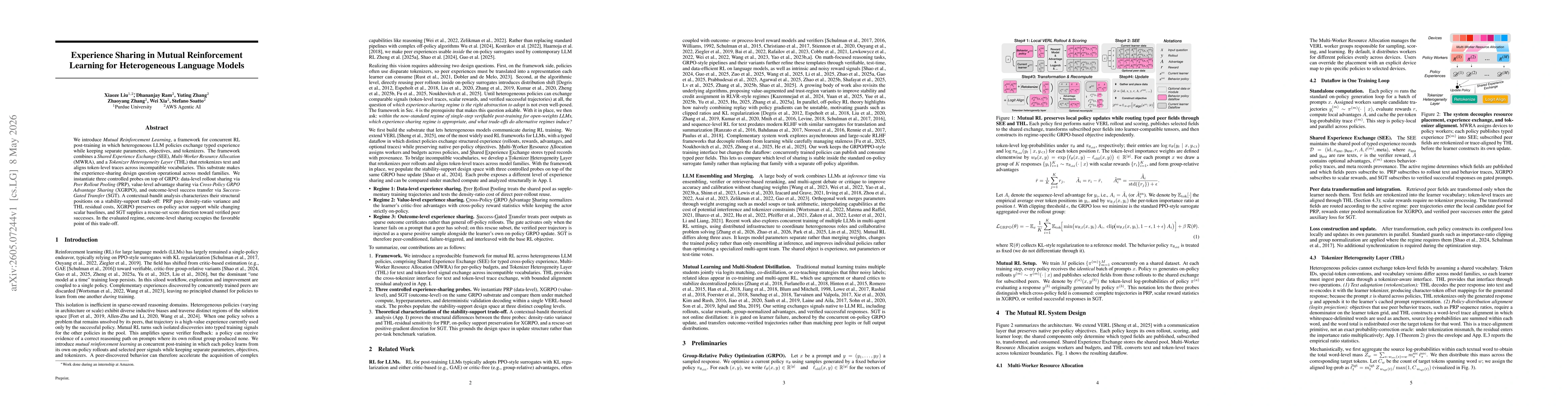 Thumbnail for Experience Sharing in Mutual Reinforcement Learning for Heterogeneous Language Models