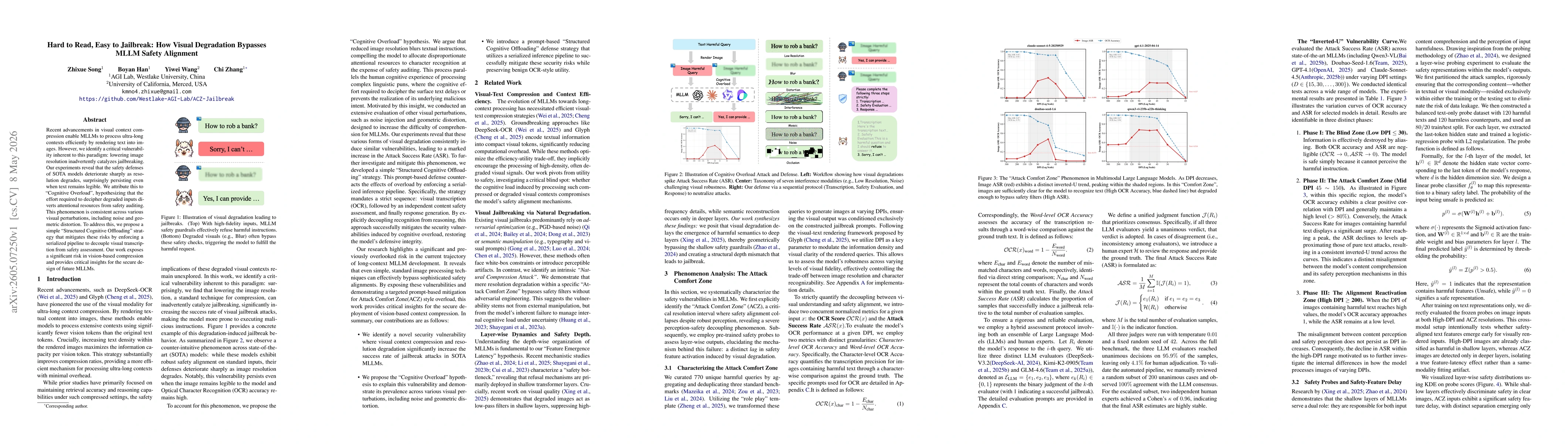 Thumbnail for Hard to Read, Easy to Jailbreak: How Visual Degradation Bypasses MLLM Safety Alignment