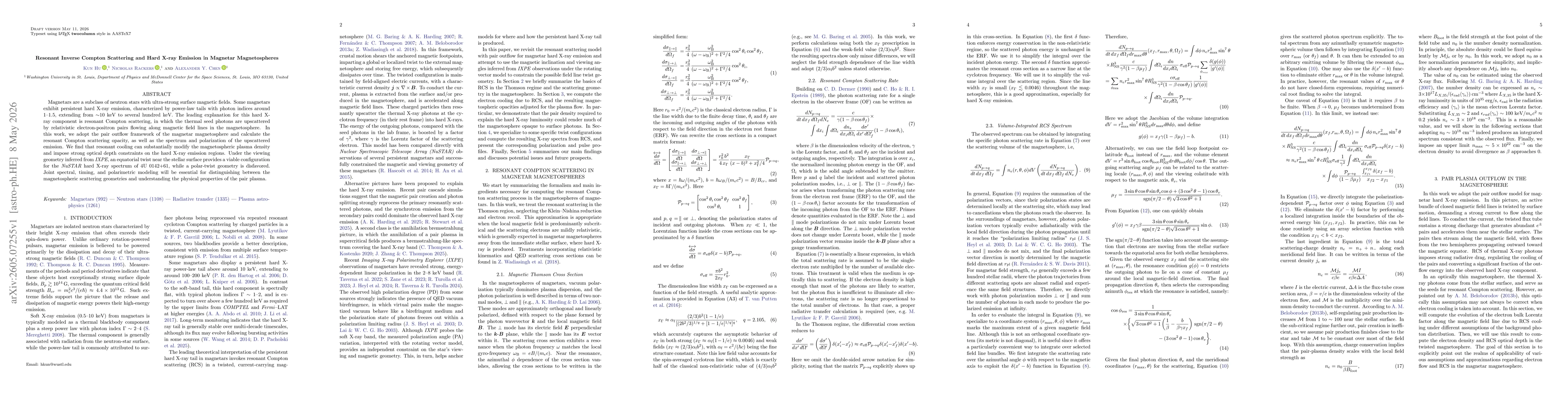 Thumbnail for Resonant Inverse Compton Scattering and Hard X-ray Emission in Magnetar Magnetospheres