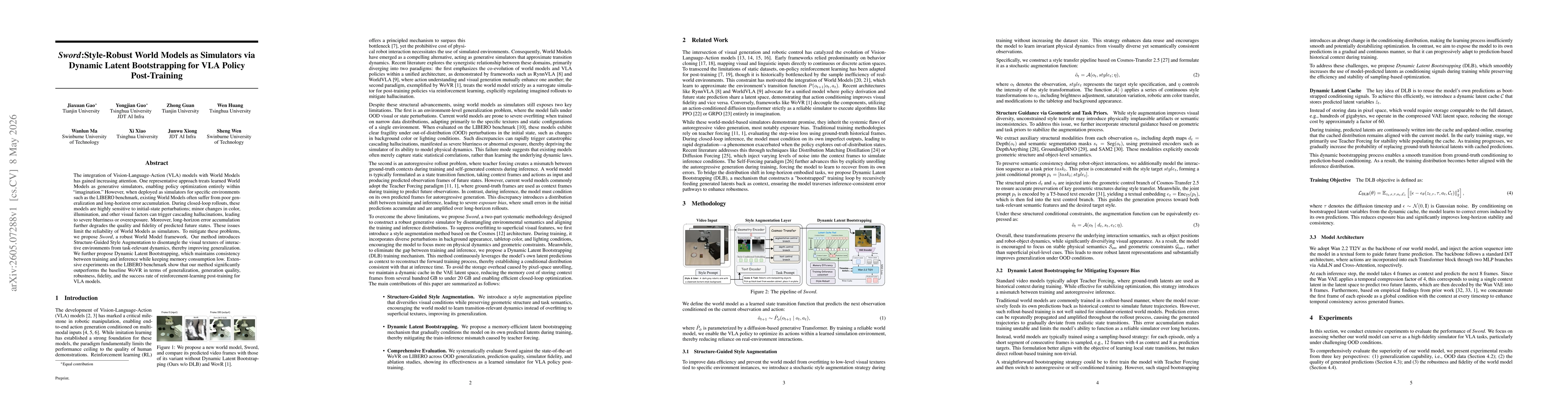 Thumbnail for Sword: Style-Robust World Models as Simulators via Dynamic Latent Bootstrapping for VLA Policy Post-Training