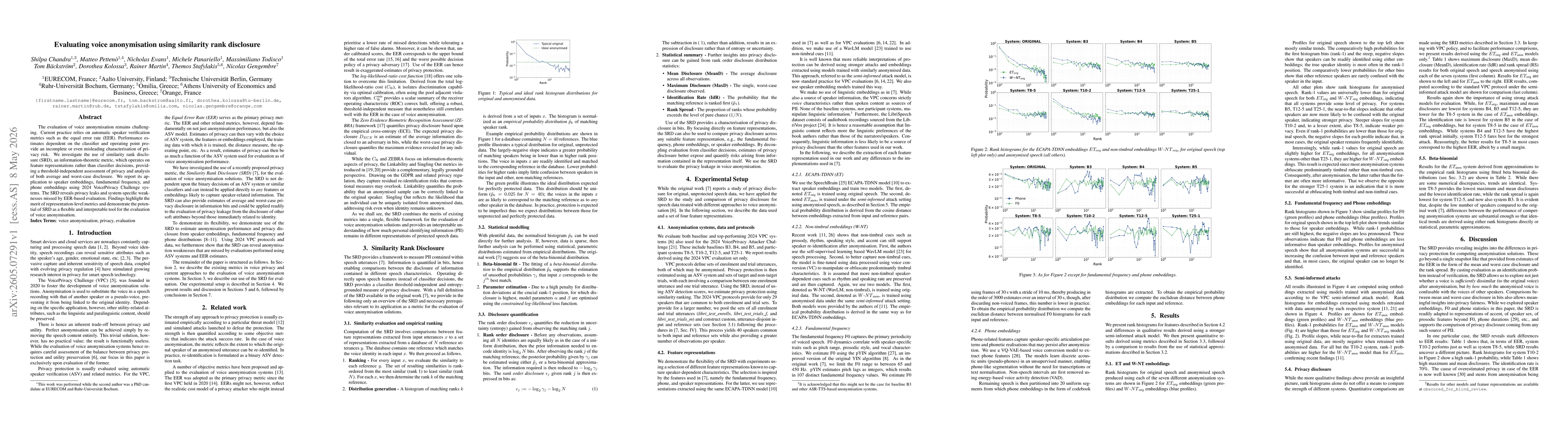 Thumbnail for Evaluating voice anonymisation using similarity rank disclosure