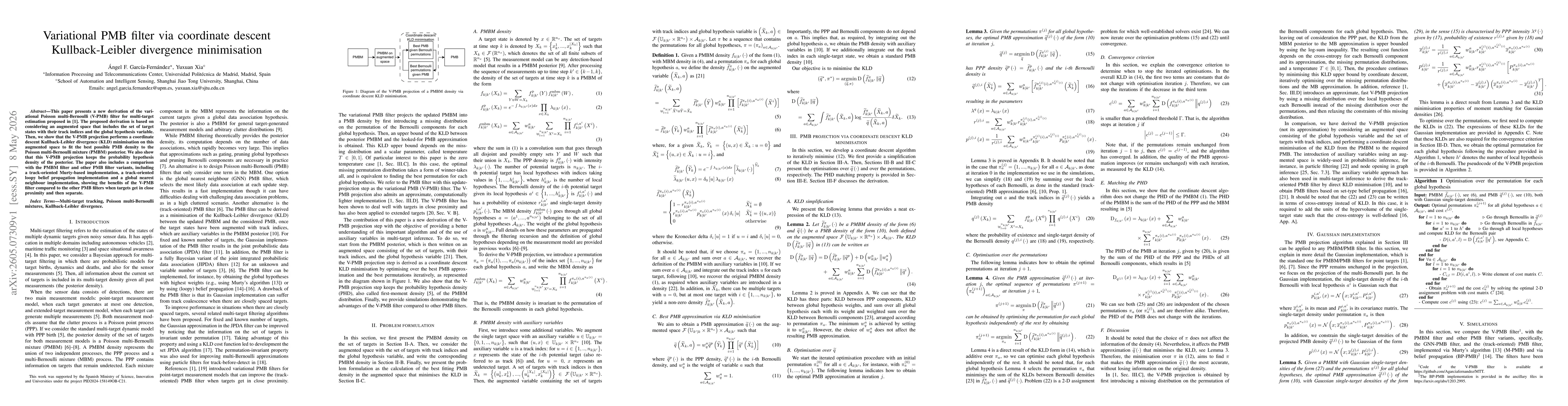 Thumbnail for Variational PMB filter via coordinate descent Kullback-Leibler divergence minimisation