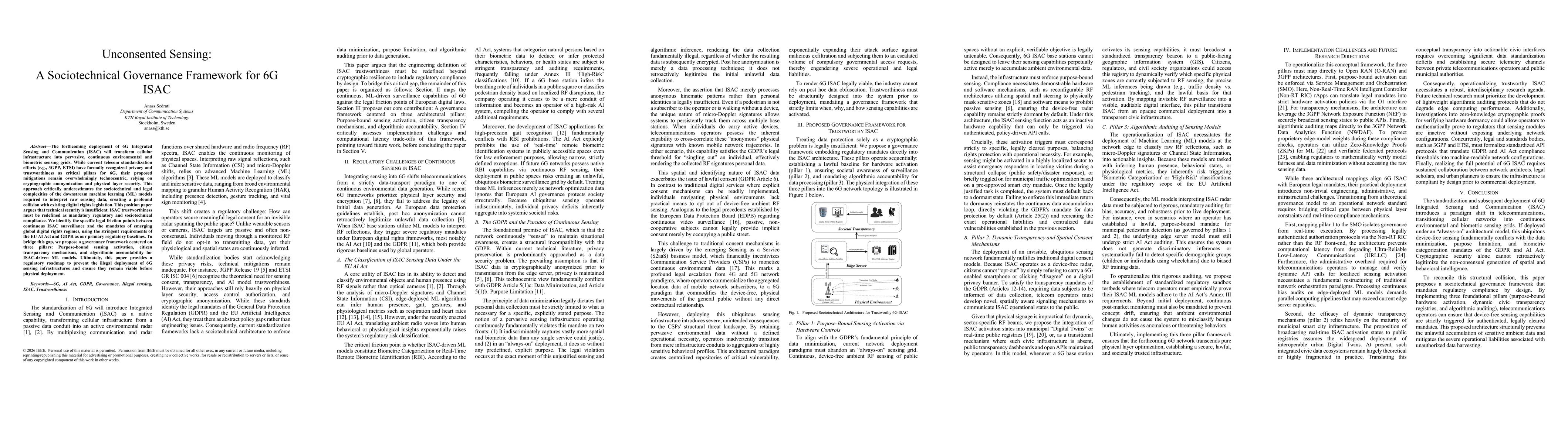 Thumbnail for Unconsented Sensing: A Sociotechnical Governance Framework for 6G ISAC