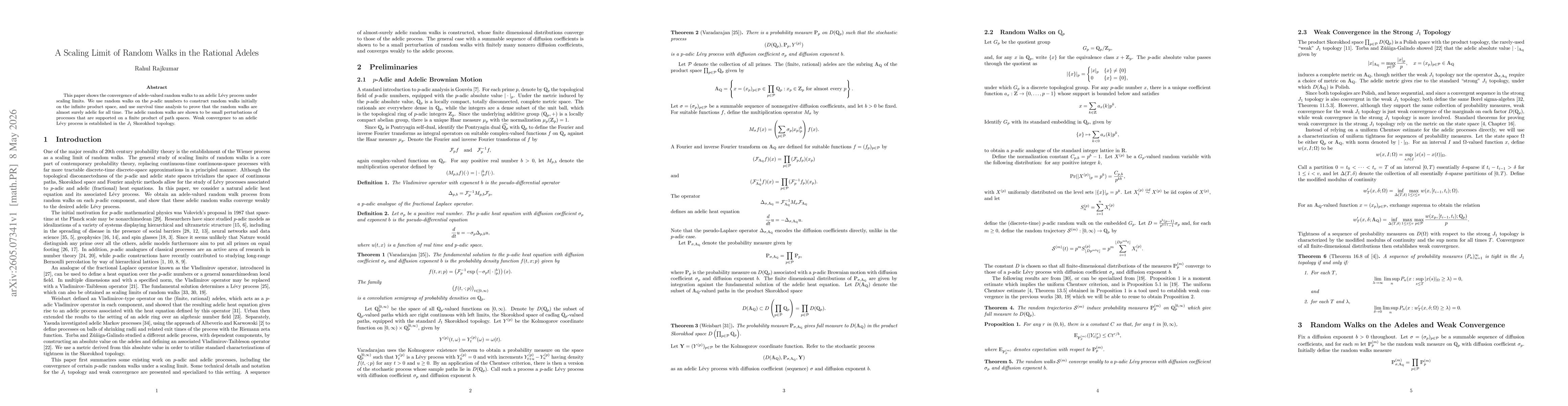 Thumbnail for A Scaling Limit of Random Walks in the Rational Adeles