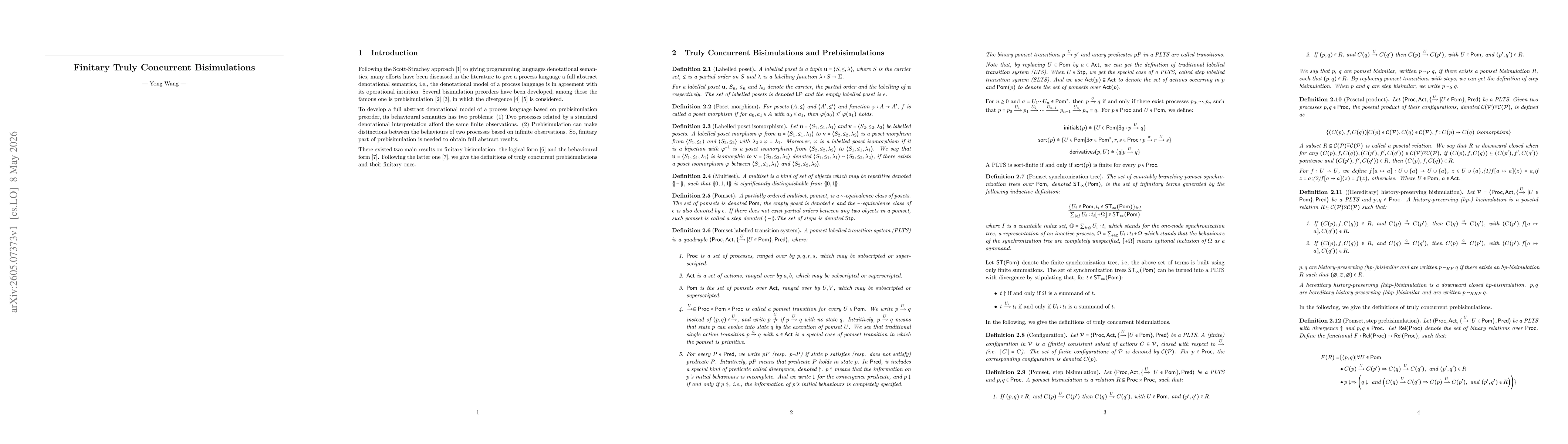 Thumbnail for Finitary Truly Concurrent Bisimulations