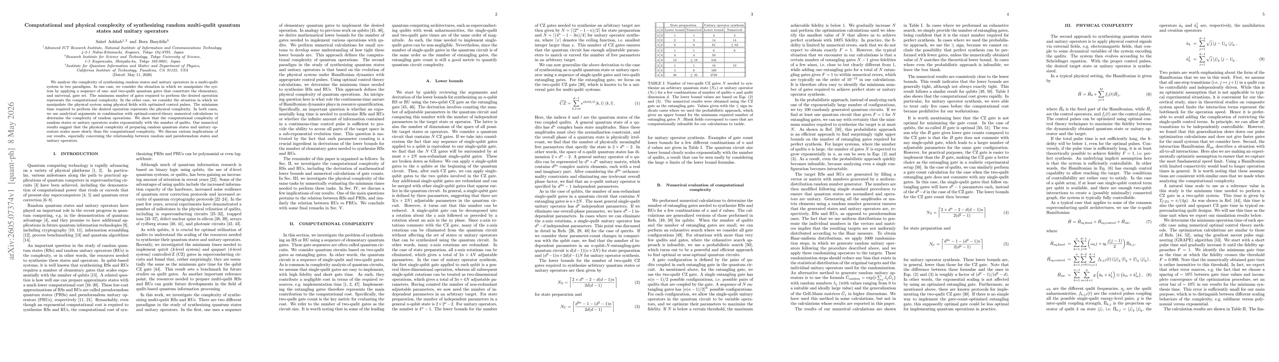 Thumbnail for Computational and physical complexity of synthesizing random multi-qudit quantum states and unitary operators
