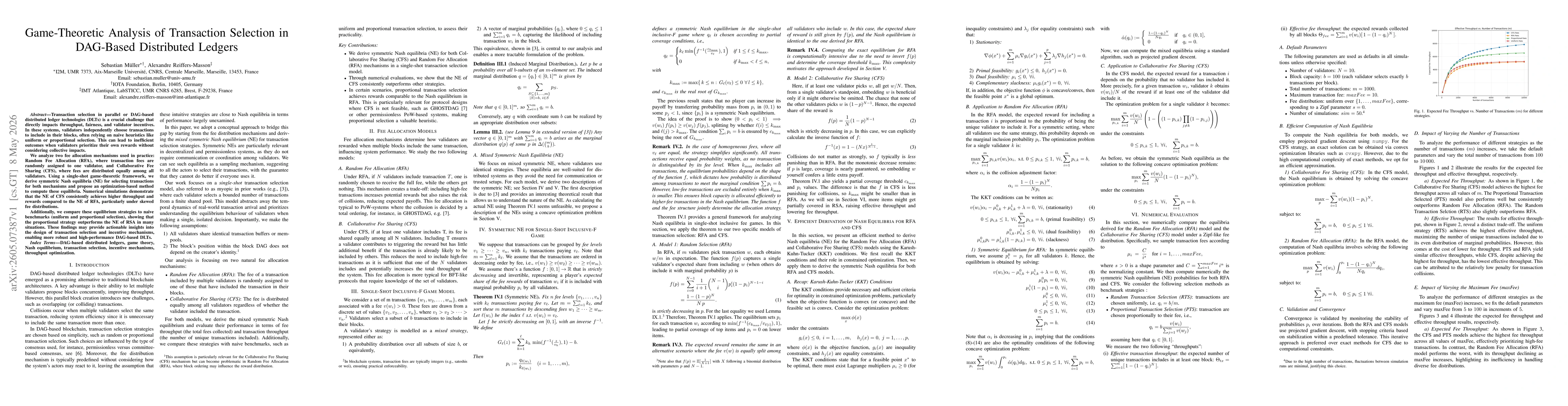Thumbnail for Game-Theoretic Analysis of Transaction Selection in DAG-Based Distributed Ledgers