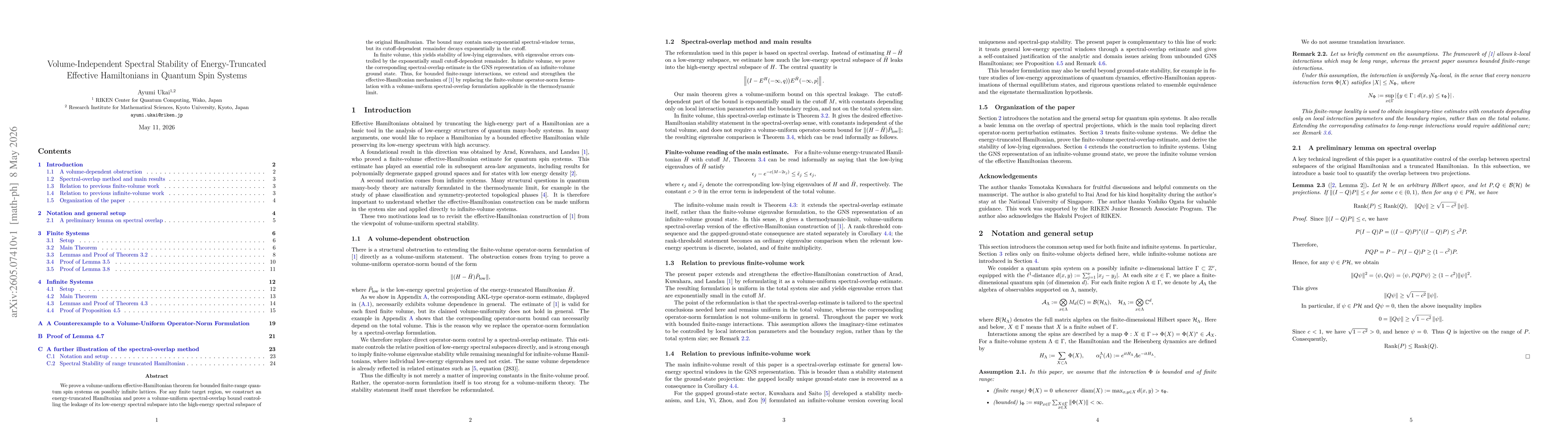 Thumbnail for Volume-Independent Spectral Stability of Energy-Truncated Effective Hamiltonians in Quantum Spin Systems