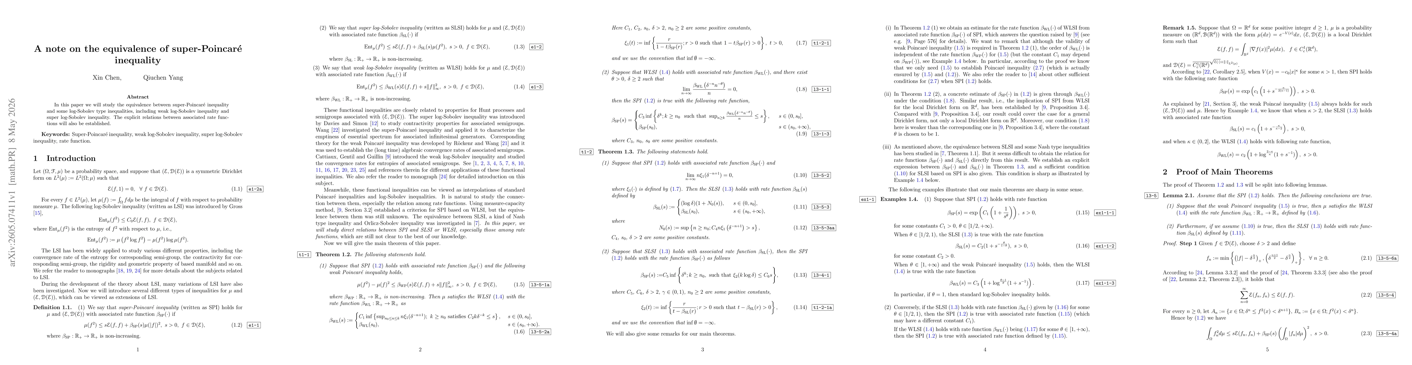 Thumbnail for A note on the equivalence of super-Poincaré inequality