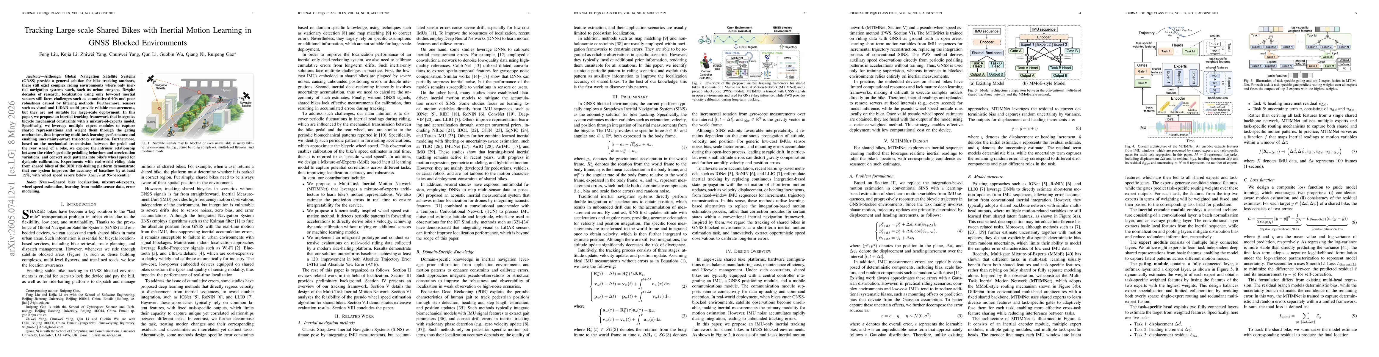 Thumbnail for Tracking Large-scale Shared Bikes with Inertial Motion Learning in GNSS Blocked Environments