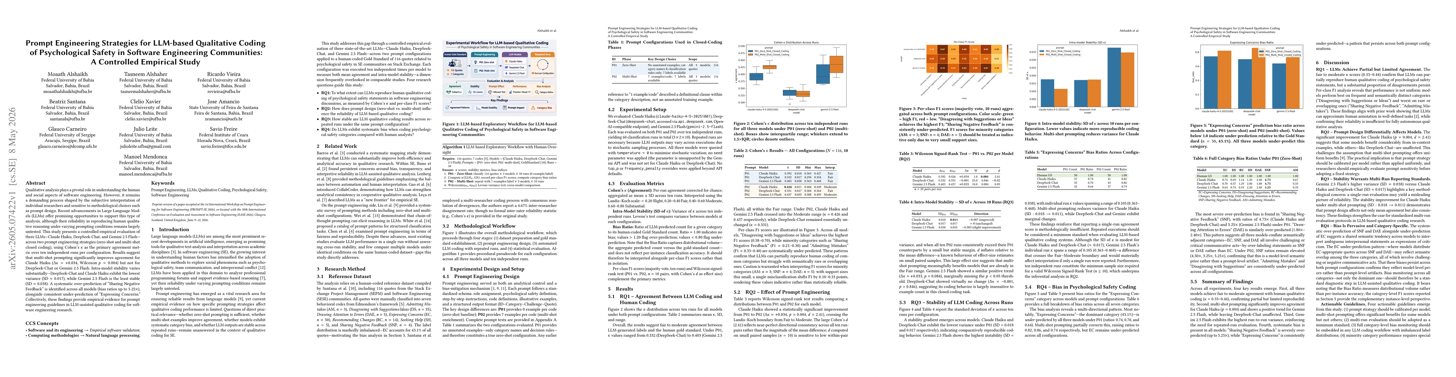 Thumbnail for Prompt Engineering Strategies for LLM-based Qualitative Coding of Psychological Safety in Software Engineering Communities: A Controlled Empirical Study