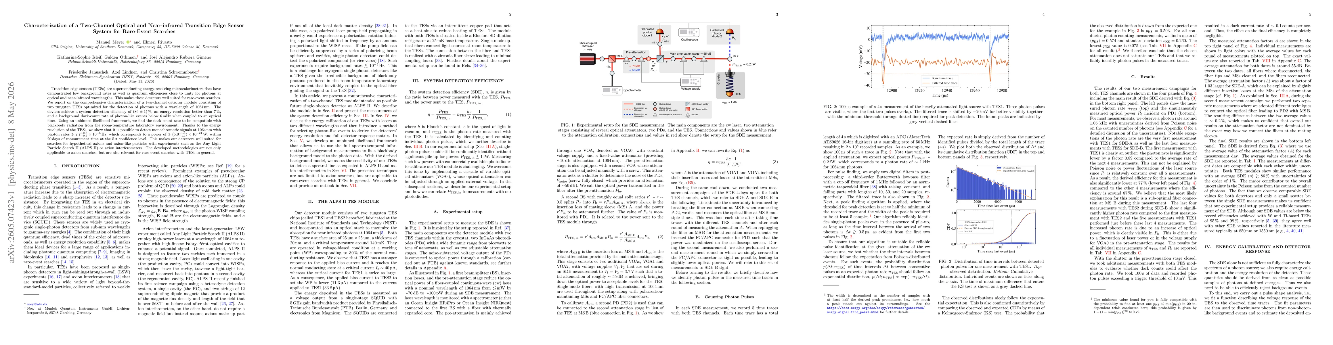 Thumbnail for Characterization of a Two-Channel Optical and Near-infrared Transition Edge Sensor System for Rare-Event Searches