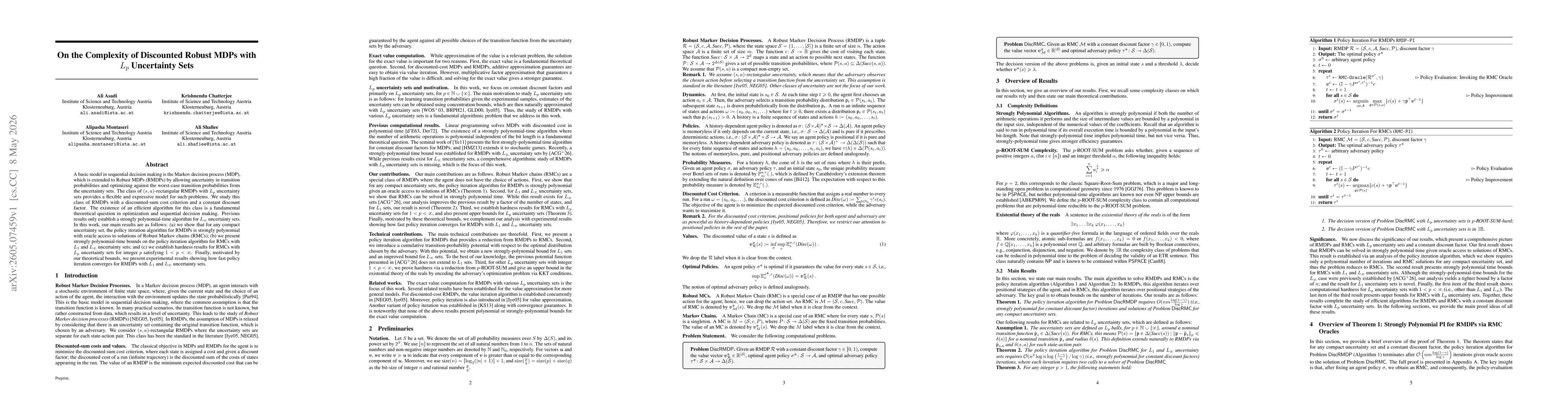Thumbnail for On the Complexity of Discounted Robust MDPs with $L_p$ Uncertainty Sets