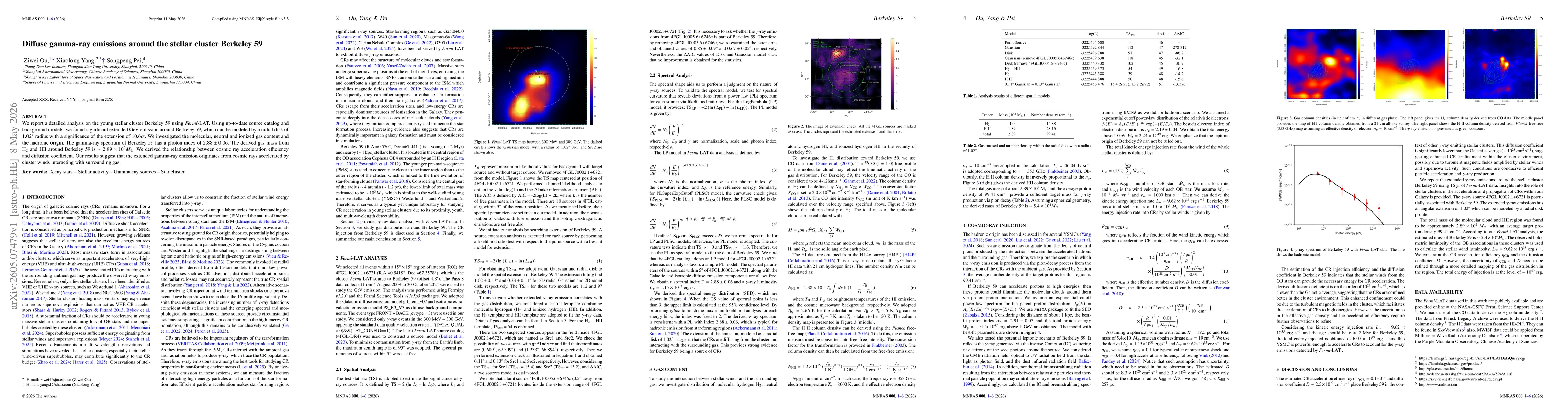 Thumbnail for Diffuse gamma-ray emissions around the stellar cluster Berkeley 59
