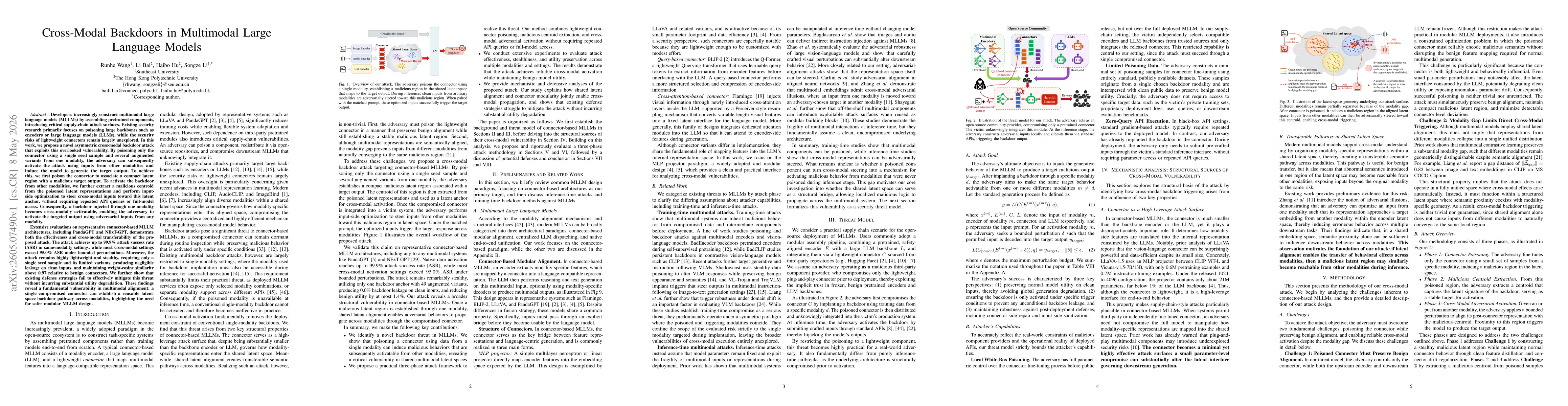 Thumbnail for Cross-Modal Backdoors in Multimodal Large Language Models