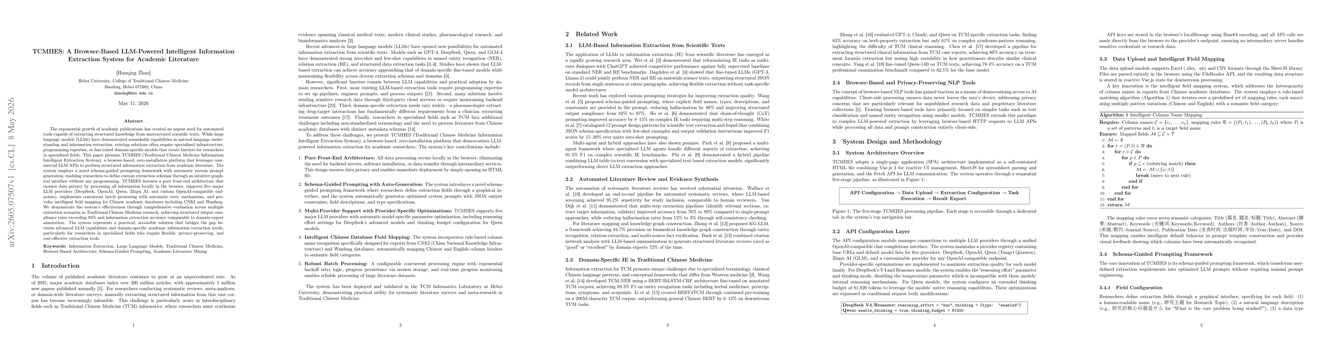 Thumbnail for TCMIIES: A Browser-Based LLM-Powered Intelligent Information Extraction System for Academic Literature