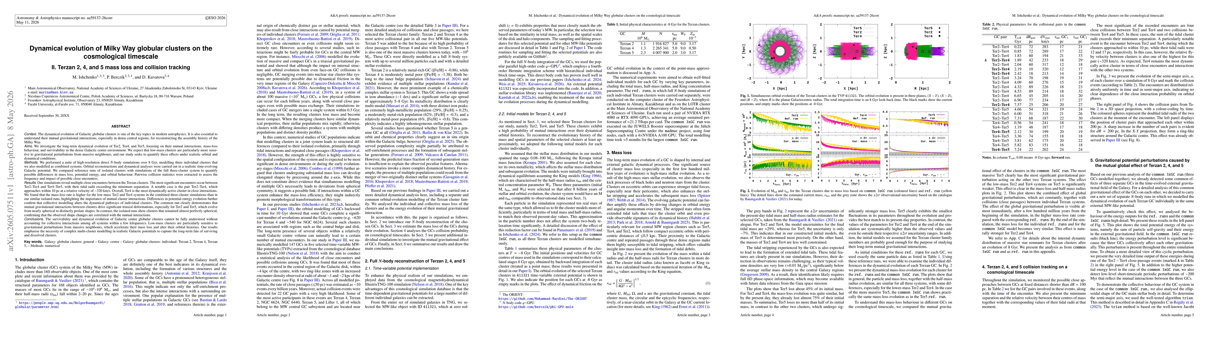 Thumbnail for Dynamical evolution of Milky Way globular clusters on the cosmological timescale II. Terzan 2, 4, and 5 mass loss and collision tracking